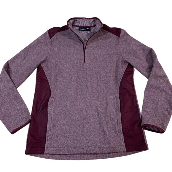 Under Armour Coldgear 1/4 Zip Pullover Men’s Size Medium Red Loose Fit Athletic - Picture 1 of 4